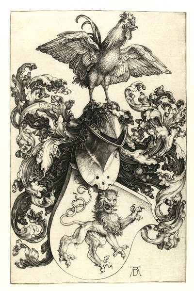 Wapen met leeuw en haan, 1502-03 door Albrecht Dürer