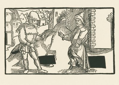 Demea en Micio, ca.1492-93 (houtsnede) door Albrecht Dürer or Duerer