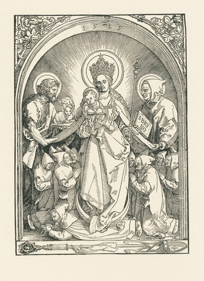 Madonna met kartuizer monniken, de heiligen Johannes de Doper en Bruno door Albrecht Dürer or Duerer