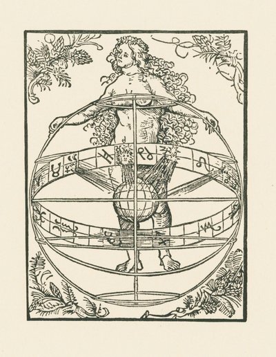 Naakte vrouw met de dierenriem, c.1502-03 (houtsnede) door Albrecht Dürer or Duerer
