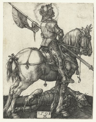 Sint Joris en de dood van de draak door Albrecht Dürer or Duerer