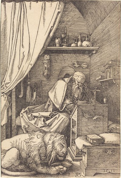 Sint Hiëronymus in zijn cel door Albrecht Dürer