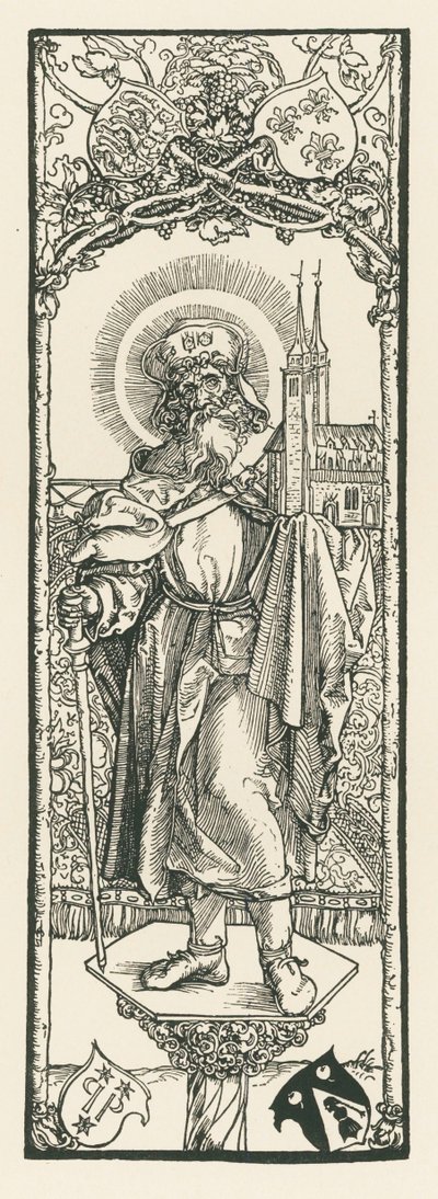 Sint Sebald op de zuil, c.1501 (houtsnede) door Albrecht Dürer or Duerer