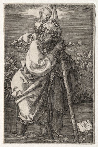 Sint-Christoffel, naar links gericht door Albrecht Dürer or Duerer
