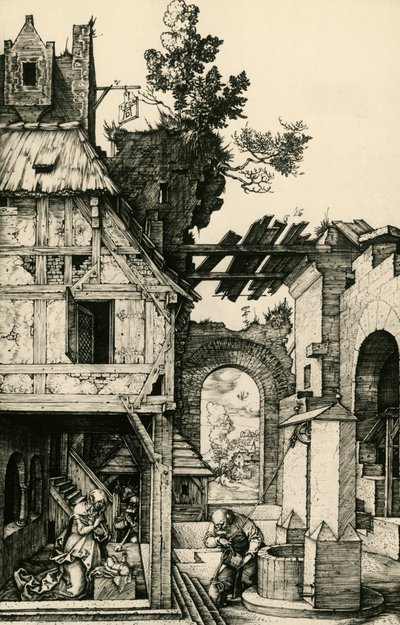 De Aanbidding van het Kind, gravure door Albrecht Durer door Albrecht Dürer