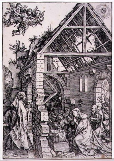 De aanbidding van de herders (houtsnede) door Albrecht Dürer