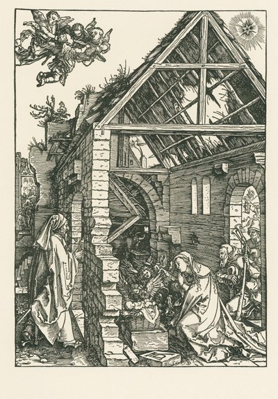 De aanbidding van de herders, c.1502-03 (houtsnede) door Albrecht Dürer or Duerer