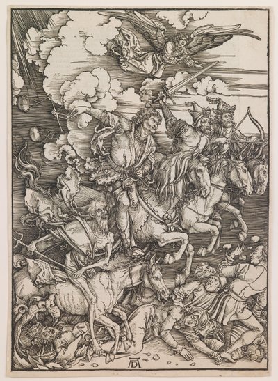 De vier ruiters van de Apocalyps, uit "De Apocalyps", ca. 1497-98 (houtsnede) door Albrecht Dürer or Duerer