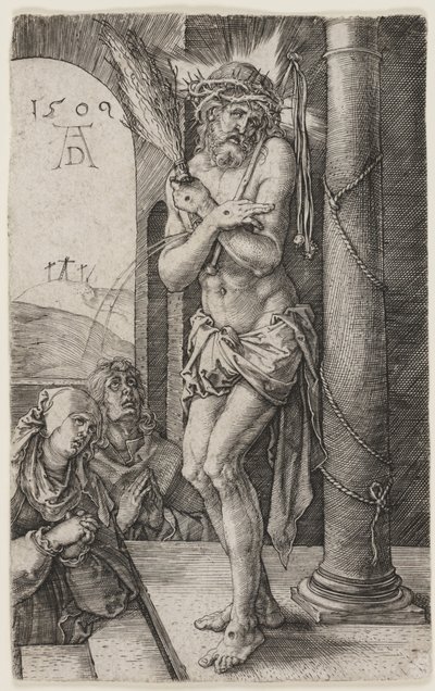 De Man van Smarten Staand bij de Zuil door Albrecht Dürer