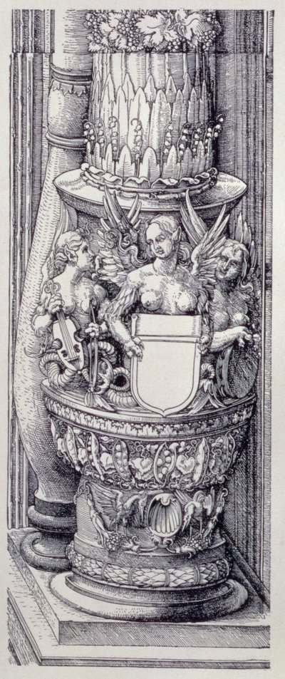 De Triomfboog van keizer Maximiliaan I van Duitsland: detail van centrale Poorten van Eer en Macht door Albrecht Dürer