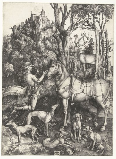 Het visioen van St. Eustachius door Albrecht Dürer or Duerer