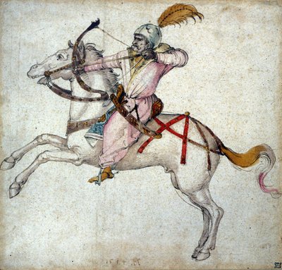 Een boogschutter te paard. Tekening van Albrecht Dürer door Albrecht Dürer