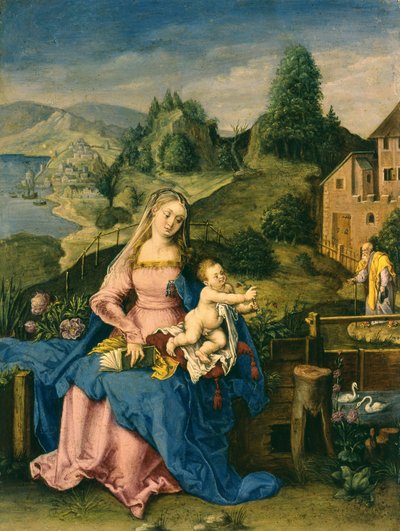 Maagd en kind in een landschap, ca. 1600 door Albrecht Dürer