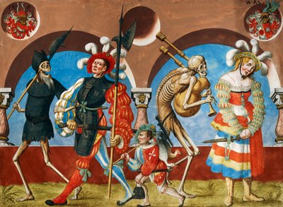 Dood, de huurling en de prostituee (uit de cyclus van de dodendans) door Albrecht Kauw