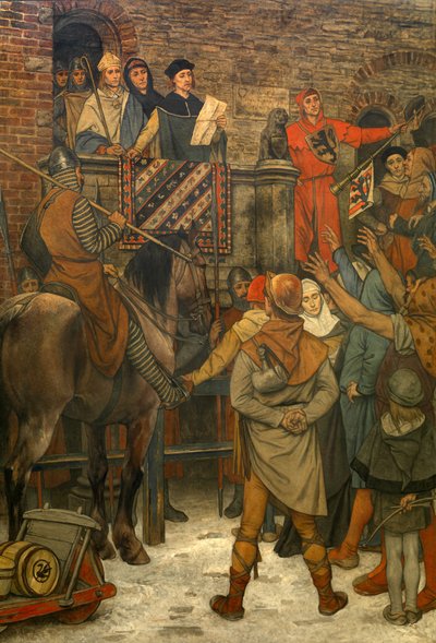 Decoratie in het Stadhuis van Brugge, c.1895-1900 door Albrecht de Vriendt