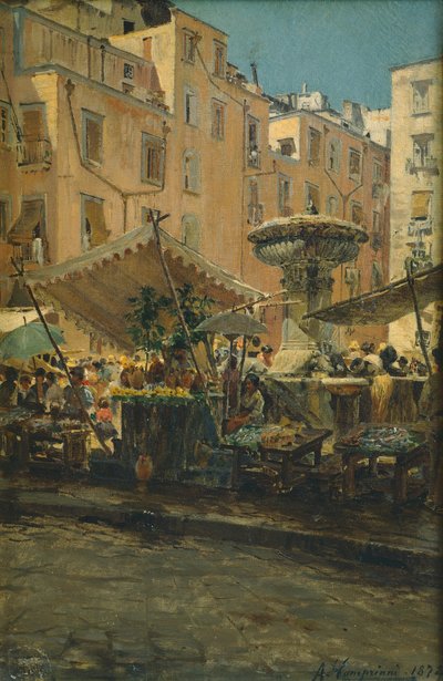 De Fontein van Betoveringen in de Basso Porto wijk van Napels door Alceste Campriani