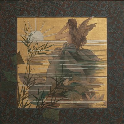 Compositie met gevleugelde nimf bij zonsopgang door Alejandro de Riquer Inglada