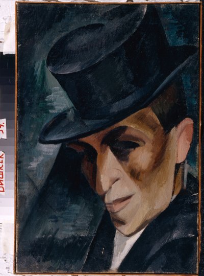 Portret van een man met hoge hoed door Aleksandr Aleksandrovich Osmerkin
