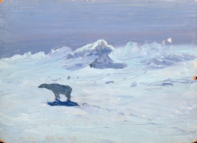 Een IJsbeer op Jacht in de Maanverlichte Nacht, 1899 door Aleksandr Alekseevich Borisov