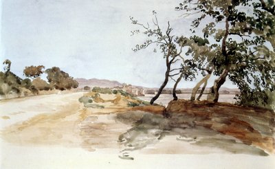 Italiaans platteland, aquarel door Alexander Ivanov (1806-1858) door Aleksandr Andreevich Ivanov
