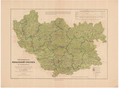 Kaart van de bevolking van het gouvernement Wolynië naar geloofsovertuigingen, 1864 door Aleksandr Fyodorovich Rittikh