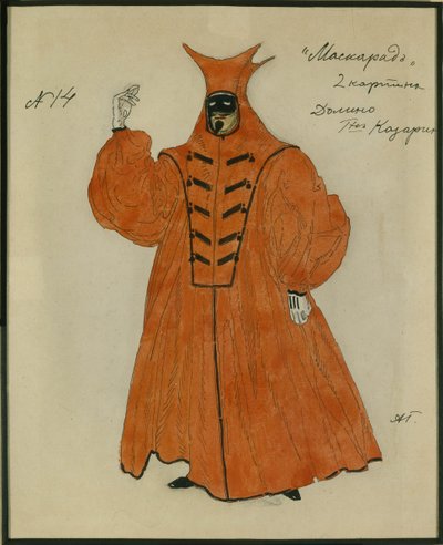 Kostuumontwerp voor het toneelstuk De Maskerade door M. Lermontov, 1917 door Aleksandr Jakovlevic Golovin