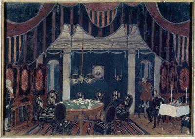 Voorbereidend decor voor het toneelstuk De mascarade van Mikhail Lermontov door Aleksandr Jakovlevic Golovin