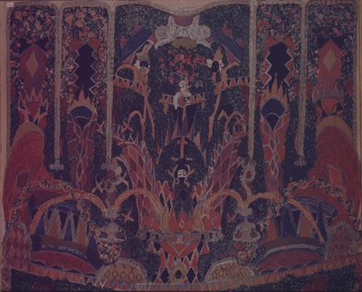 Ontwerp van Maskeradegordijn voor het toneelstuk De Maskerade door M. Lermontov, 1917 door Aleksandr Jakovlevic Golovin