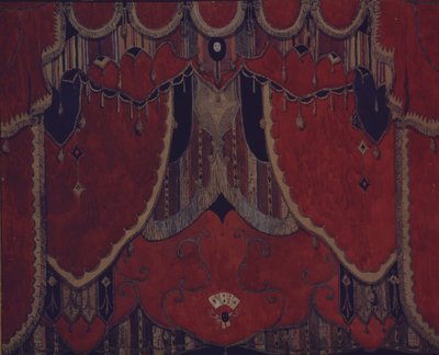 Ontwerp van hoofdgordijn voor het toneelstuk De Maskerade door M. Lermontov, 1917 door Aleksandr Jakovlevic Golovin