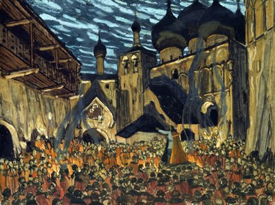 Decorontwerp voor de opera De Dienstmaagd van Pskov door N. Rimsky-Korsakov door Aleksandr Jakovlevic Golovin