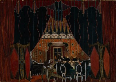 Toneelontwerp voor het toneelstuk Het Masker van M. Lermontov, 1917 door Aleksandr Jakovlevic Golovin
