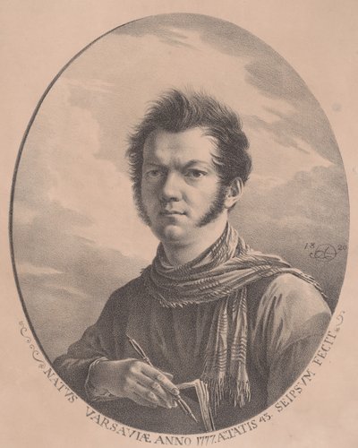 Zelfportret met een album en pen, 1819 door Aleksandr Orlovsky