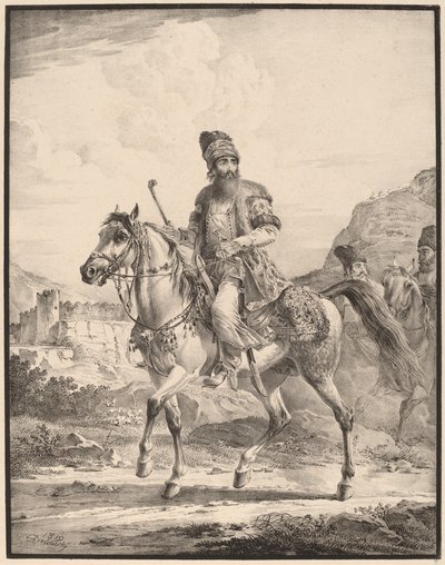 Een Pers te paard door Aleksandr Osipovich Orlovskii