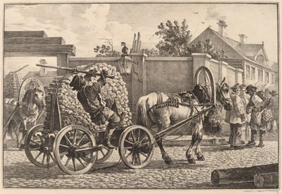 Russische drager die hout op een kar vervoert door Aleksandr Osipovich Orlovskii