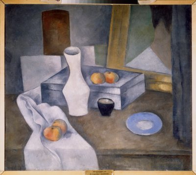 Stilleven met appels en blauw schoteltje door Aleksandr Vasilievich Shevchenko