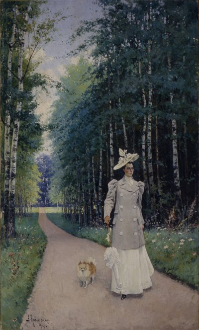Wandeling. Portret van gravin Leokadia Shirinskaya-Shikhmatova, 1894 door Aleksei Danilovich Kivshenko