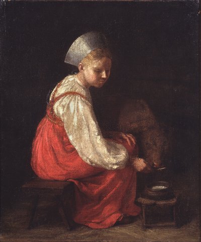Een boerenmeisje met een kalf, 1829 door Aleksei Gavrilovich Venetsianov