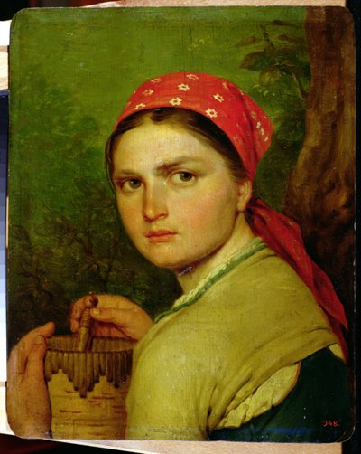 Meisje met een Berkenbast Pot, c.1824 door Aleksei Gavrilovich Venetsianov