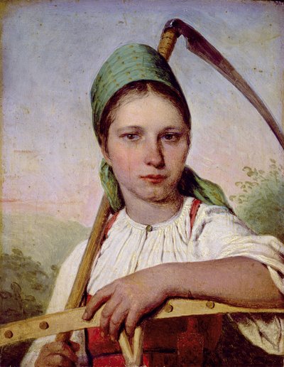 Boerin met een Zeis en Hark, c.1825 door Aleksei Gavrilovich Venetsianov