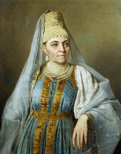 Portret van Marfa Venetsianova in kostuum door Alexey Venetsianov (1780-1847), ca. 1828 door Aleksei Gavrilovich Venetsianov