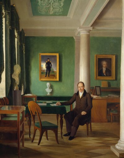 Portret van prins Viktor Pavlovich Kochubey in zijn studio door Aleksei Gavrilovich Venetsianov