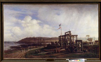 Markt in Nizhny Novgorod, rij van de klokkenkramen door Aleksei Petrovich Bogolyubov