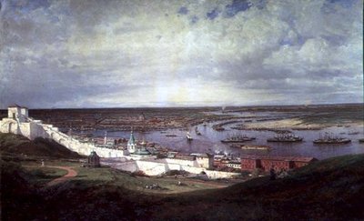 Uitzicht op Nizjni Novgorod door Aleksei Petrovich Bogolyubov