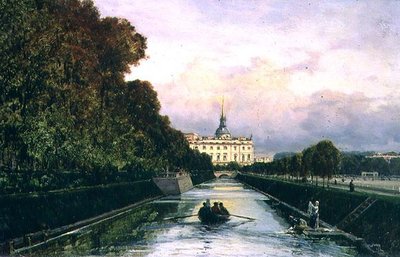 Uitzicht op het Lebyazhyeva-kanaal richting het Mikhailovsky-paleis, Sint-Petersburg door Aleksei Petrovich Bogolyubov