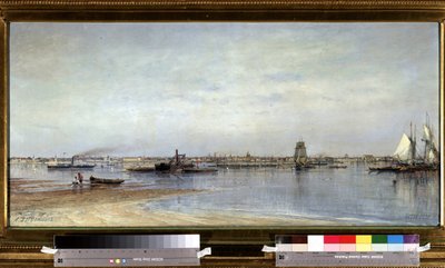 Uitzicht op de oevers van de rivier de Neva in Sint-Petersburg door Aleksei Petrovich Bogolyubov