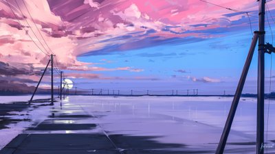 Reflectie op Twilight Road door Alena Aenami