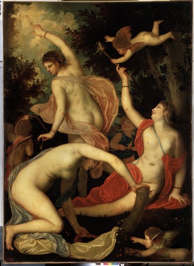 Gratiën en Cupido door Alessandro Varotari