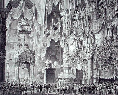Kroning van Ferdinand I (1793-1875) in de kathedraal van Milaan door Alessandro (after) Sanquirico