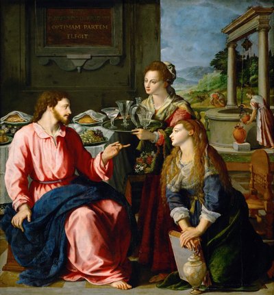 Christus in het huis van Martha en Maria door Alessandro Allori