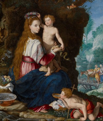 Madonna met het Kind en de heilige Johannes de Doper door Alessandro Allori